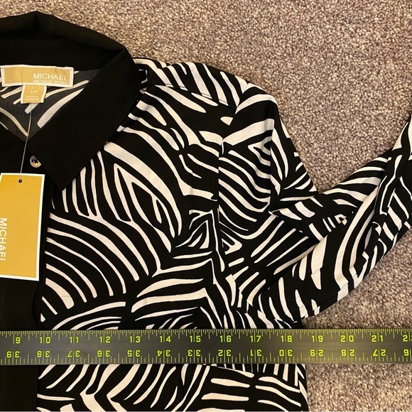Michael Kors Women's Long Sleeves Blouse Black White Button Up Size S - NWT $110 - Picture 8 of 13